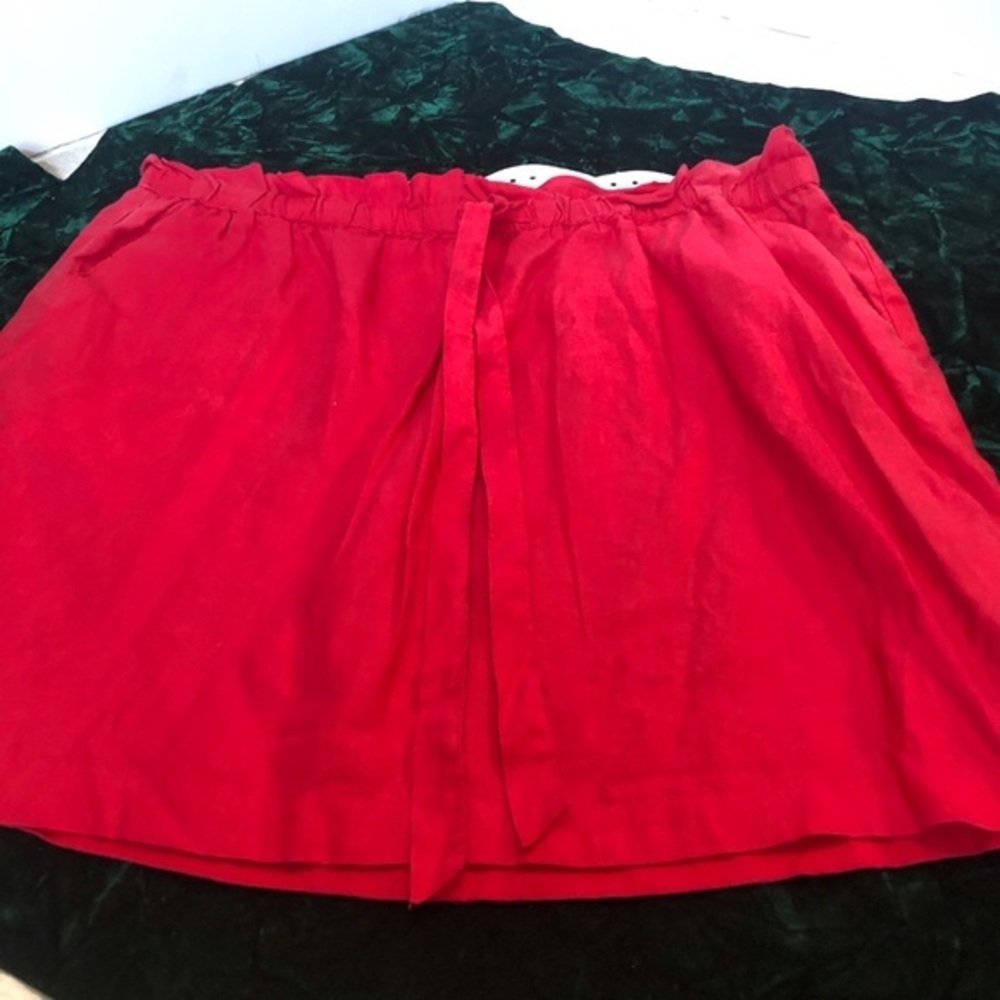 100% Linen Mini Skirt Pink Deep Coral XL St. Tropez West